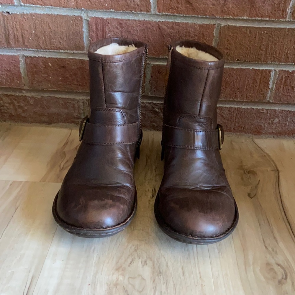 Brown Leather UGG Bryce Booties, size 8